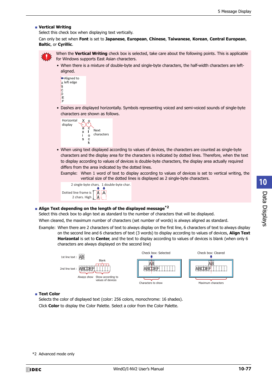 Data displa ys | IDEC High Performance Series User Manual | Page 589 / 1448