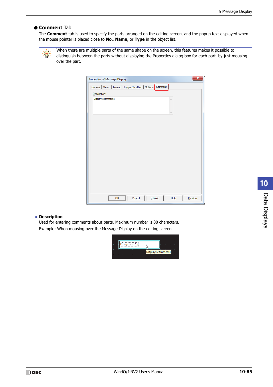 Comment tab | IDEC High Performance Series User Manual | Page 597 / 1448