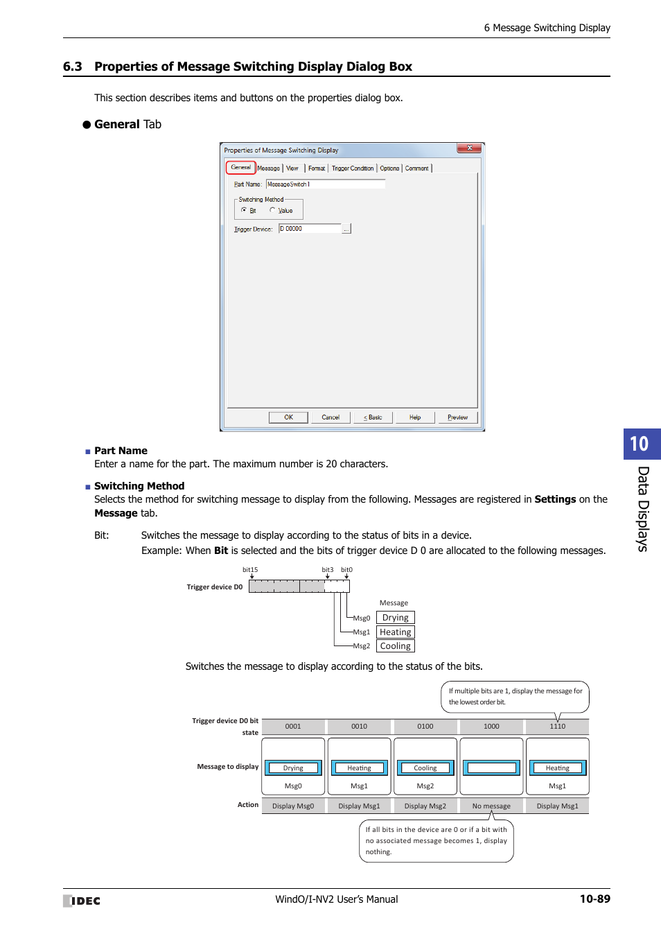 General tab, Data displa ys | IDEC High Performance Series User Manual | Page 601 / 1448