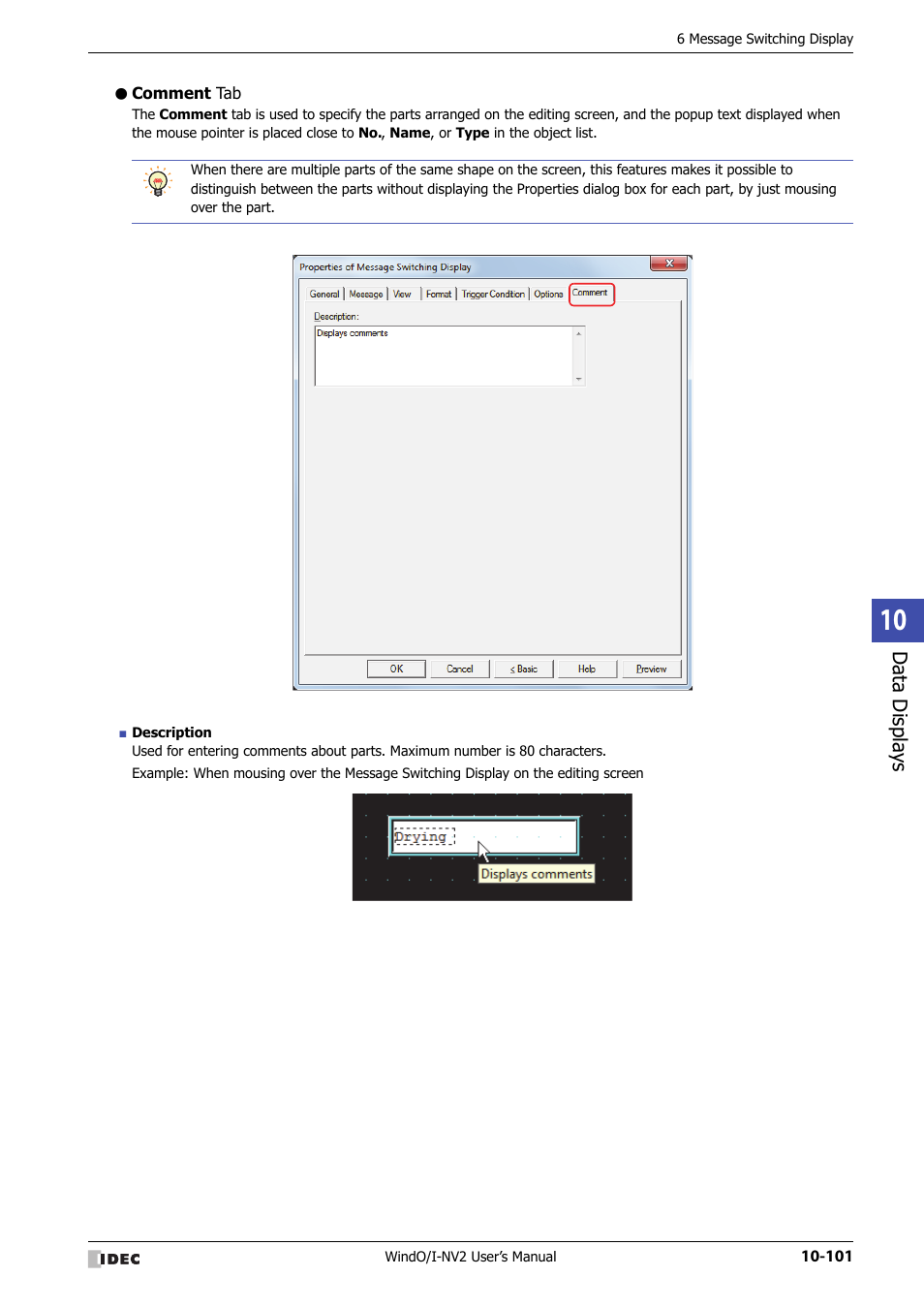 Comment tab | IDEC High Performance Series User Manual | Page 613 / 1448