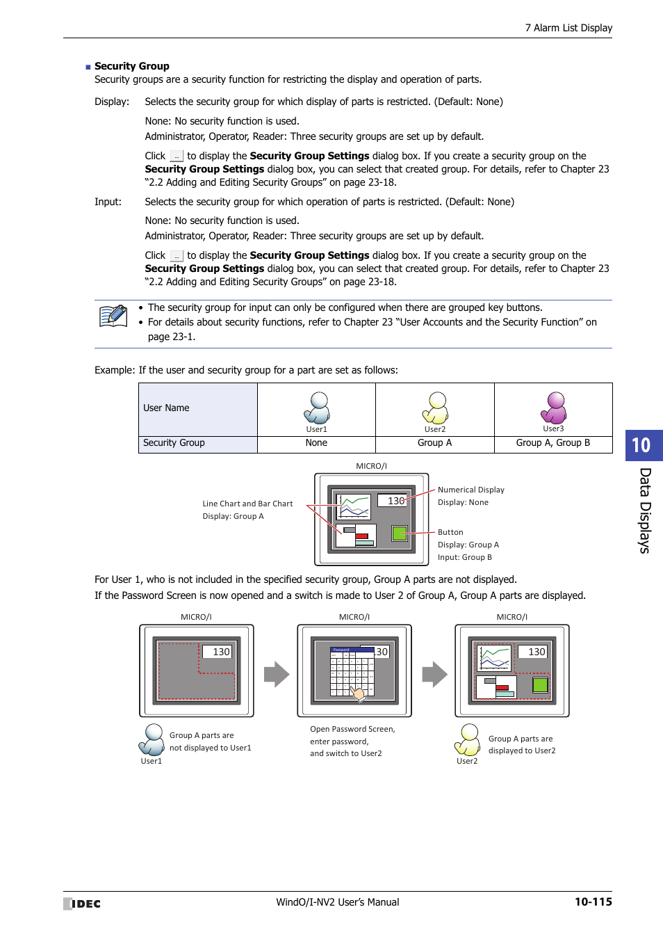 Data displa ys, Windo/i-nv2 user’s manual, 7 alarm list display | IDEC High Performance Series User Manual | Page 627 / 1448