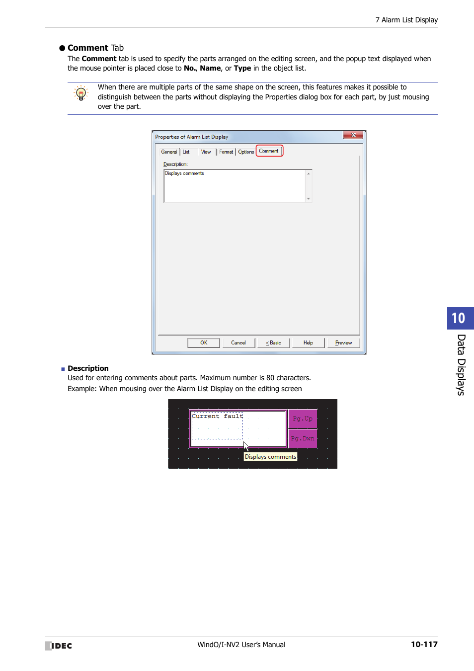 Comment tab | IDEC High Performance Series User Manual | Page 629 / 1448