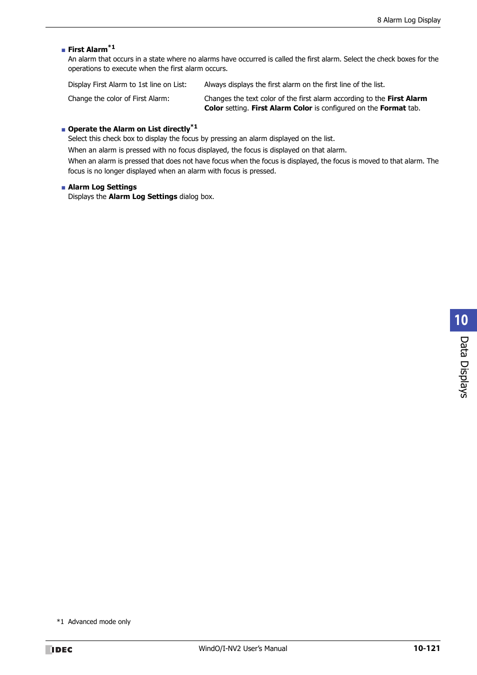 Data displa ys | IDEC High Performance Series User Manual | Page 633 / 1448