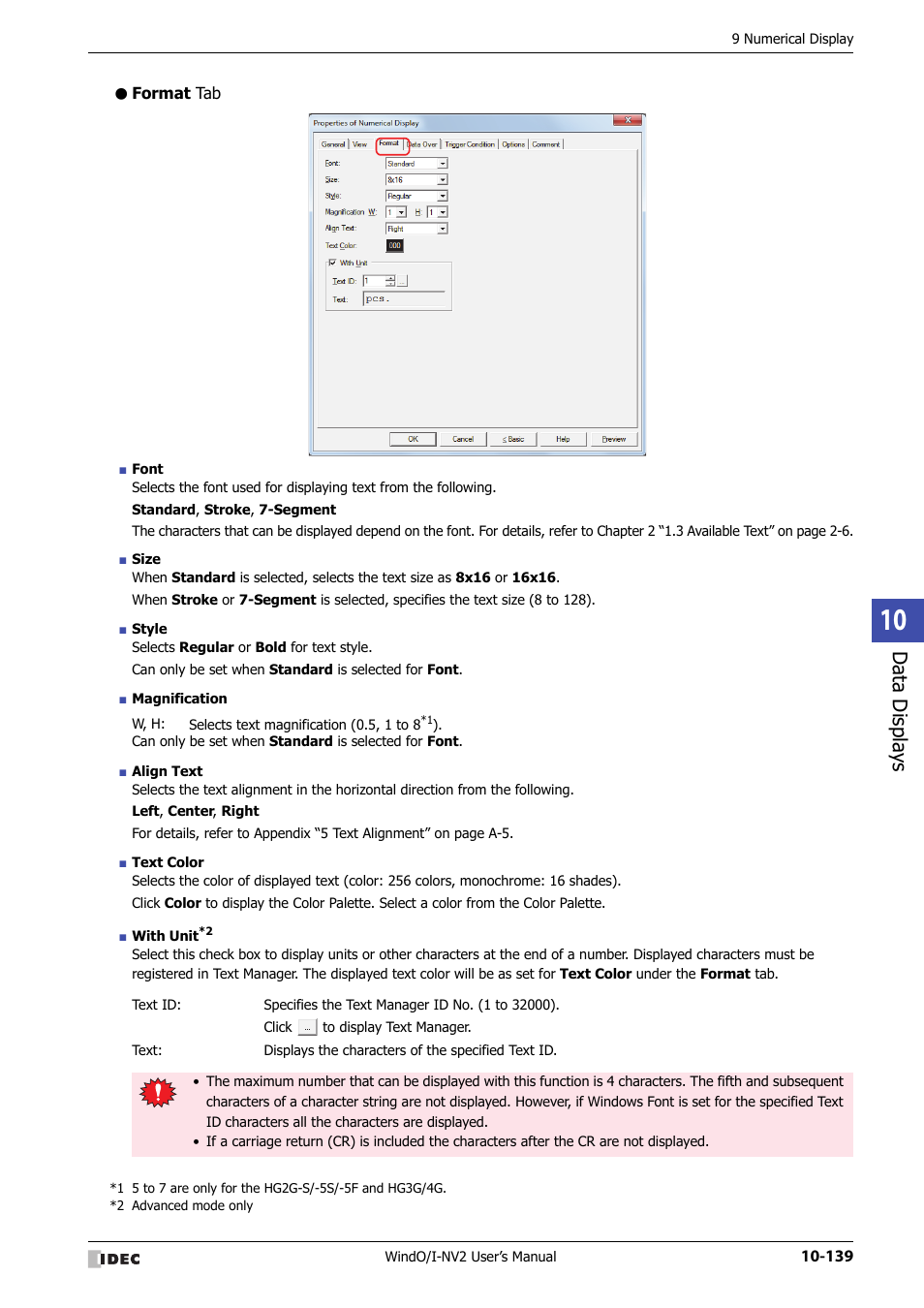 Format tab, Data displa ys | IDEC High Performance Series User Manual | Page 651 / 1448