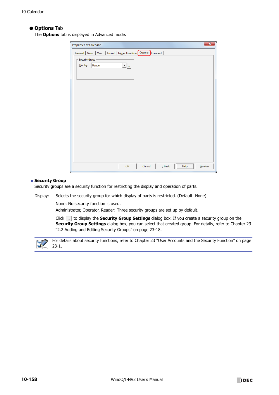 Options tab | IDEC High Performance Series User Manual | Page 670 / 1448