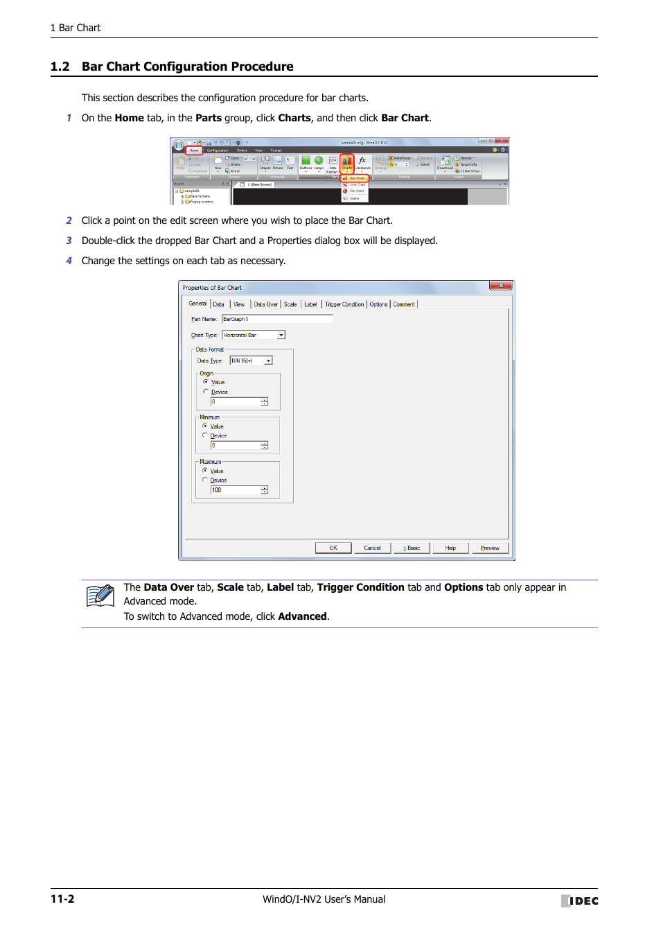 2 bar chart configuration procedure, Bar chart configuration procedure -2 | IDEC High Performance Series User Manual | Page 674 / 1448