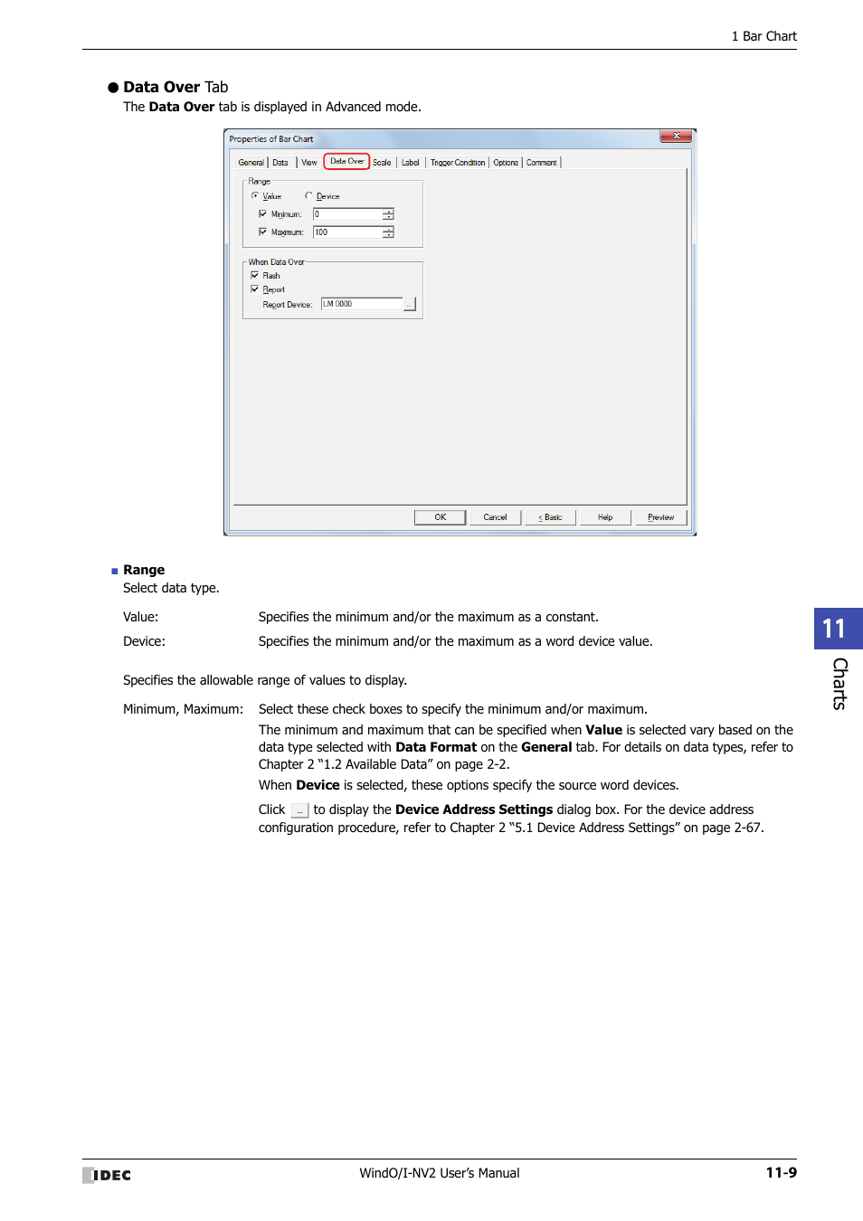 Data over tab, Charts | IDEC High Performance Series User Manual | Page 681 / 1448