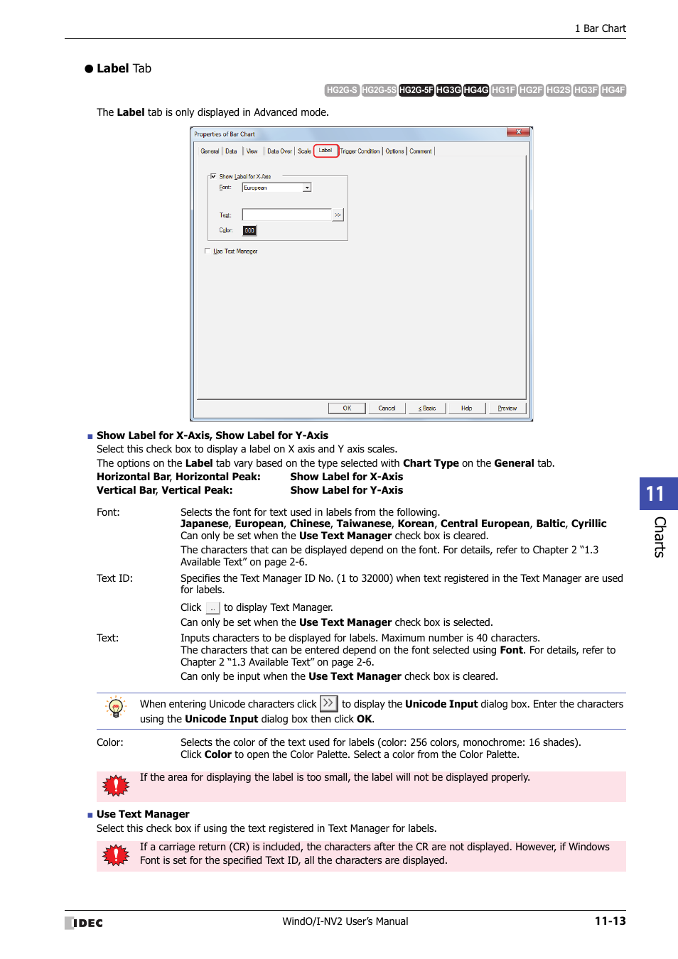 Label tab, Charts | IDEC High Performance Series User Manual | Page 685 / 1448