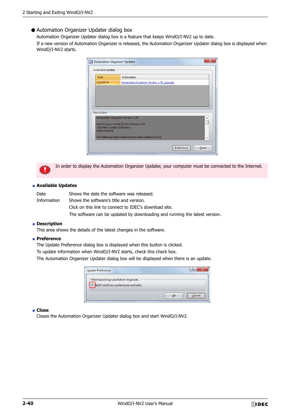 Automation organizer updater dialog box | IDEC High Performance Series User Manual | Page 70 / 1448