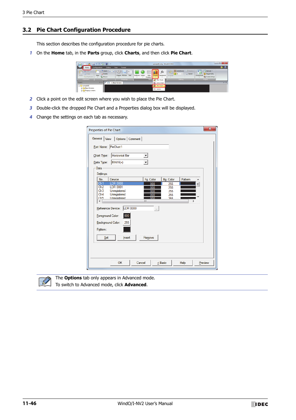 2 pie chart configuration procedure, Pie chart configuration procedure -46 | IDEC High Performance Series User Manual | Page 718 / 1448