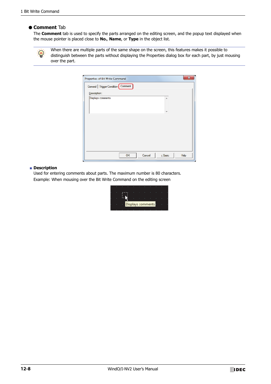 Comment tab | IDEC High Performance Series User Manual | Page 744 / 1448