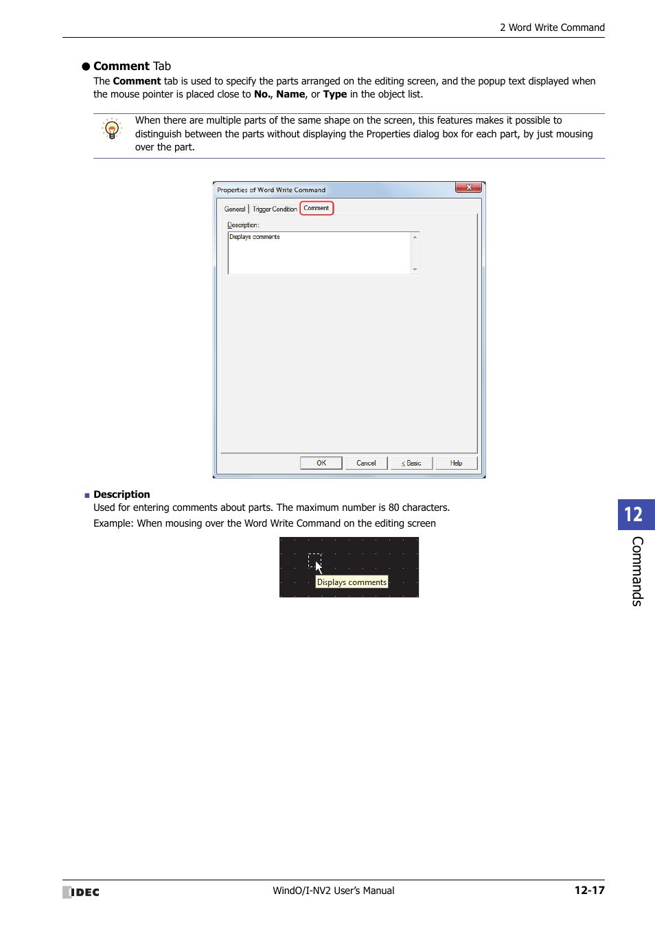 Comment tab | IDEC High Performance Series User Manual | Page 753 / 1448