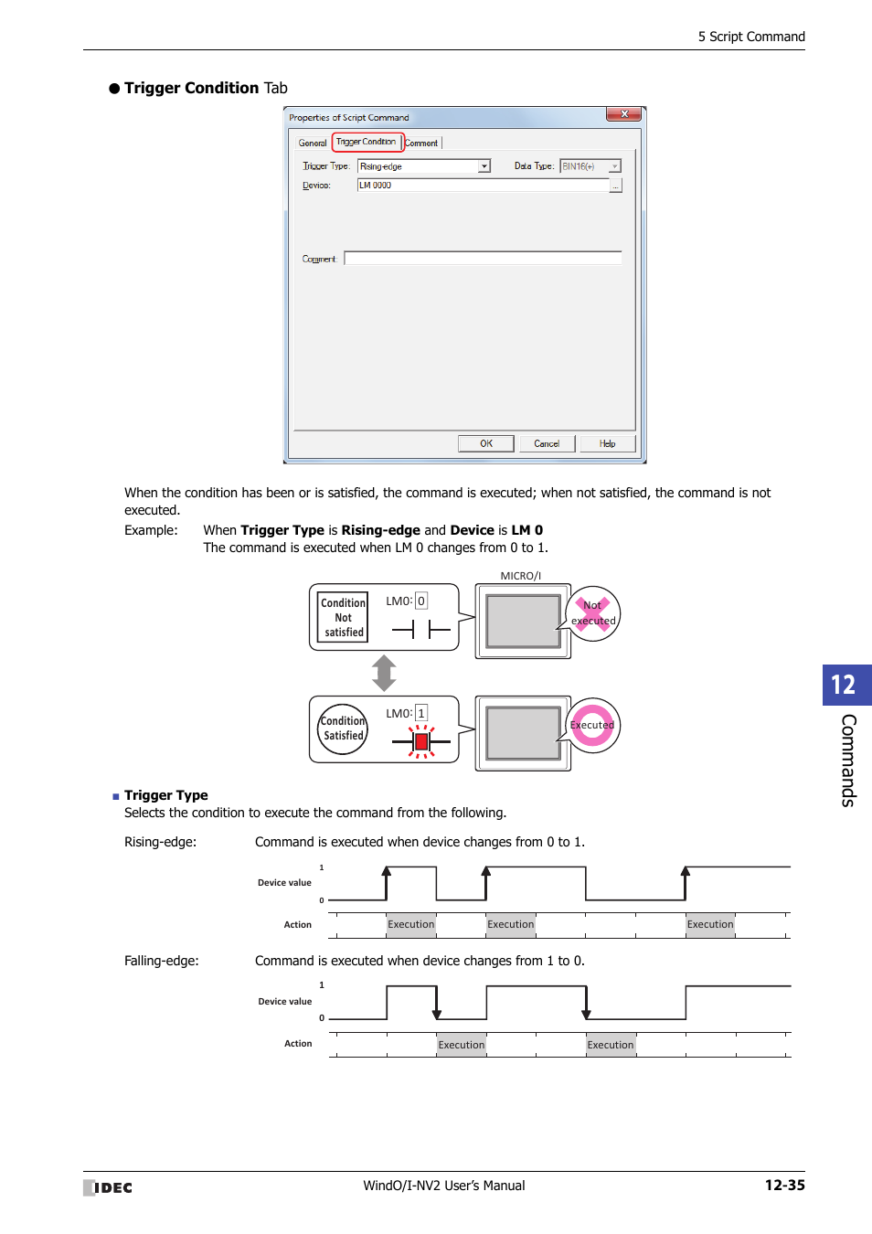 Trigger condition tab, Commands | IDEC High Performance Series User Manual | Page 771 / 1448