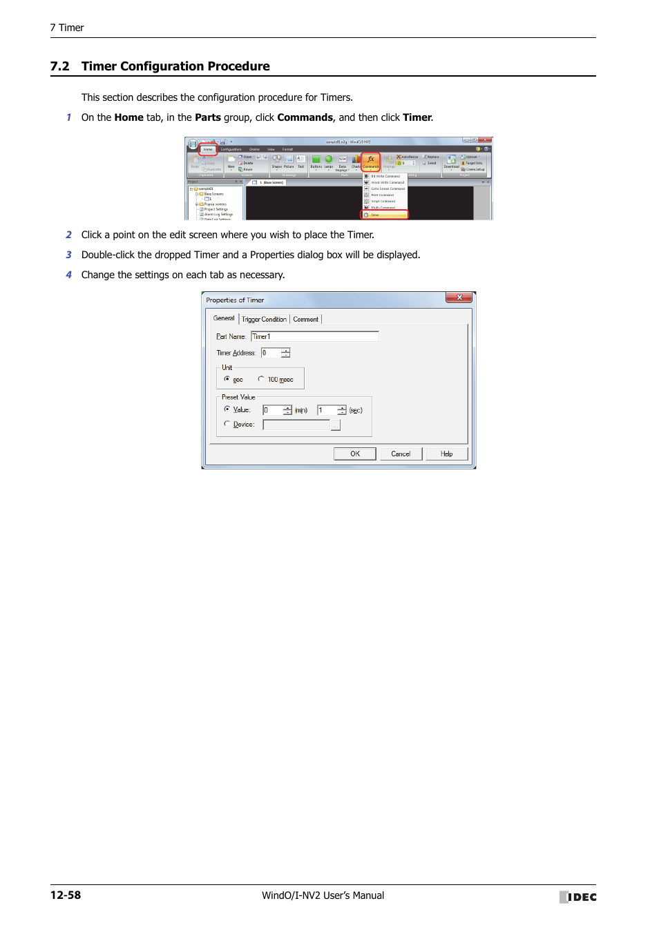 2 timer configuration procedure, Timer configuration procedure -58 | IDEC High Performance Series User Manual | Page 794 / 1448