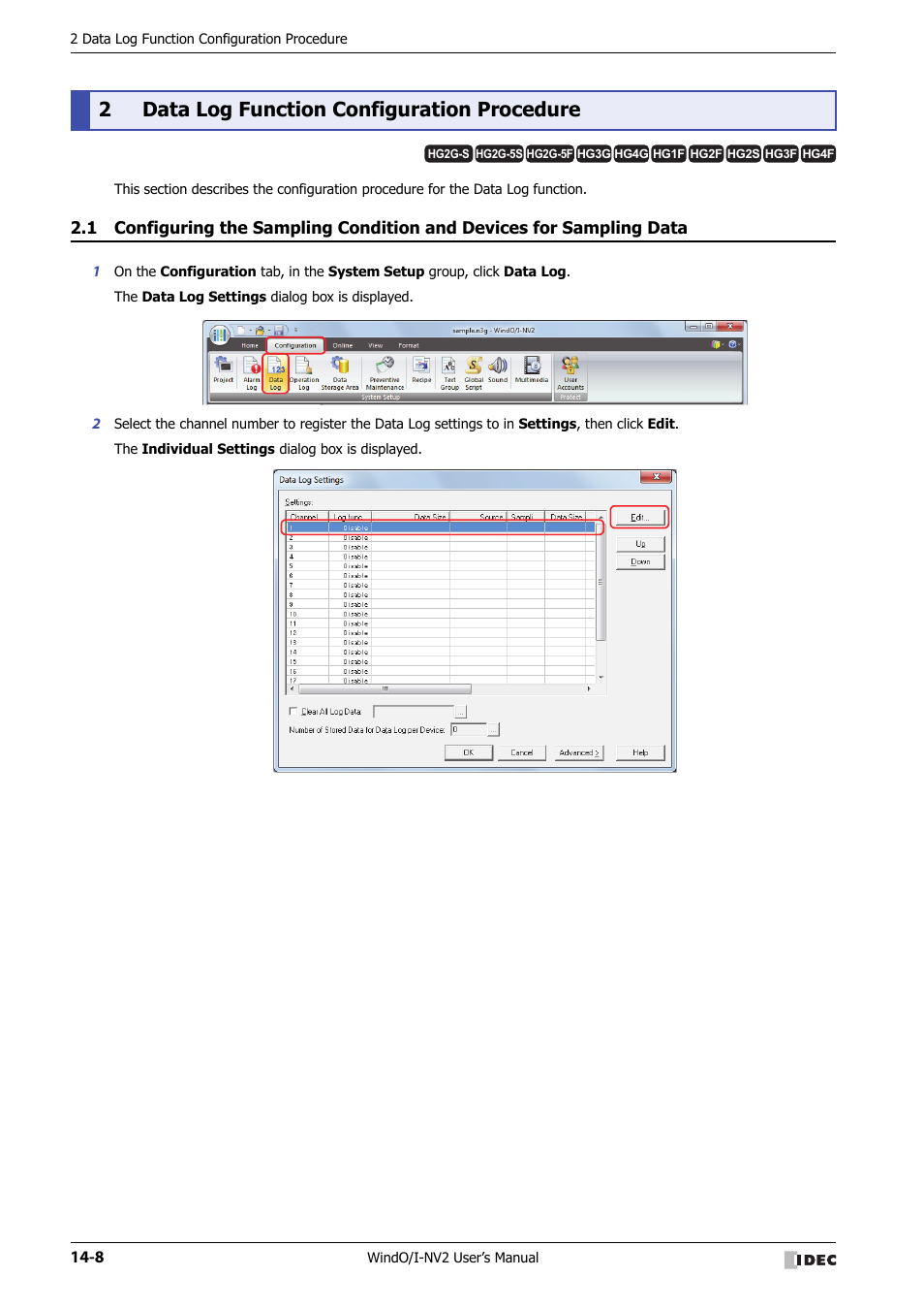 2 data log function configuration procedure, Data log function configuration procedure -8, 2data log function configuration procedure | IDEC High Performance Series User Manual | Page 846 / 1448