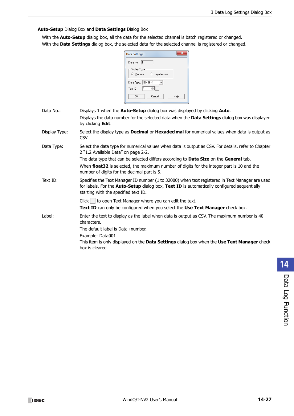 Data log function | IDEC High Performance Series User Manual | Page 865 / 1448