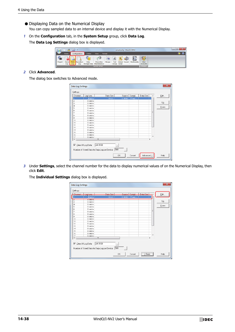 Displaying data on the numerical display | IDEC High Performance Series User Manual | Page 876 / 1448