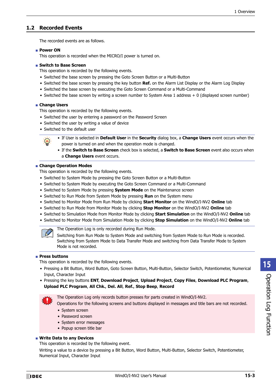 2 recorded events, Recorded events -3, Oper ation log function | IDEC High Performance Series User Manual | Page 885 / 1448