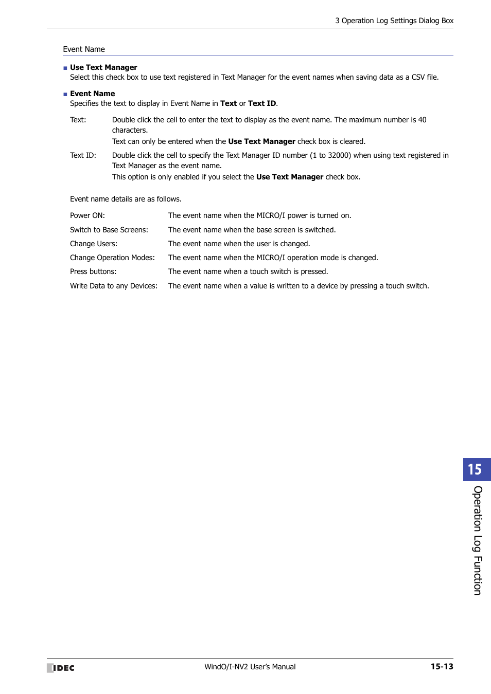 Oper ation log function | IDEC High Performance Series User Manual | Page 895 / 1448