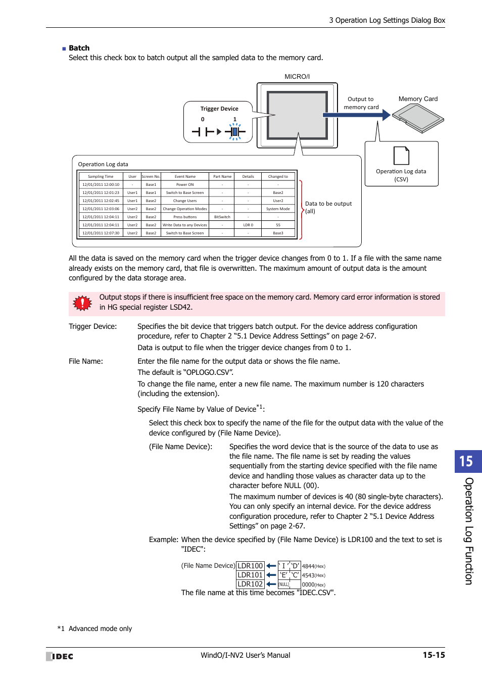 Oper ation log function, Windo/i-nv2 user’s manual, 3 operation log settings dialog box | IDEC High Performance Series User Manual | Page 897 / 1448