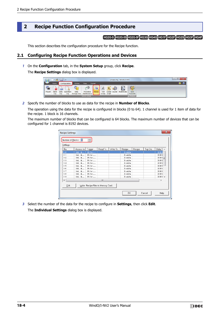 2 recipe function configuration procedure, Recipe function configuration procedure -4, 2recipe function configuration procedure | IDEC High Performance Series User Manual | Page 930 / 1448