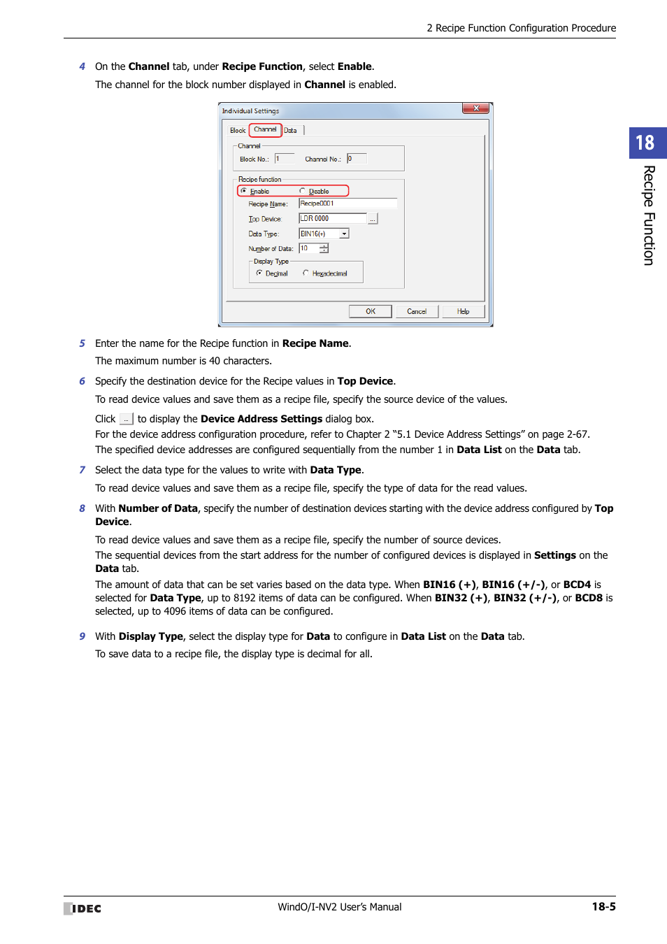 Rec ipe func tion | IDEC High Performance Series User Manual | Page 931 / 1448
