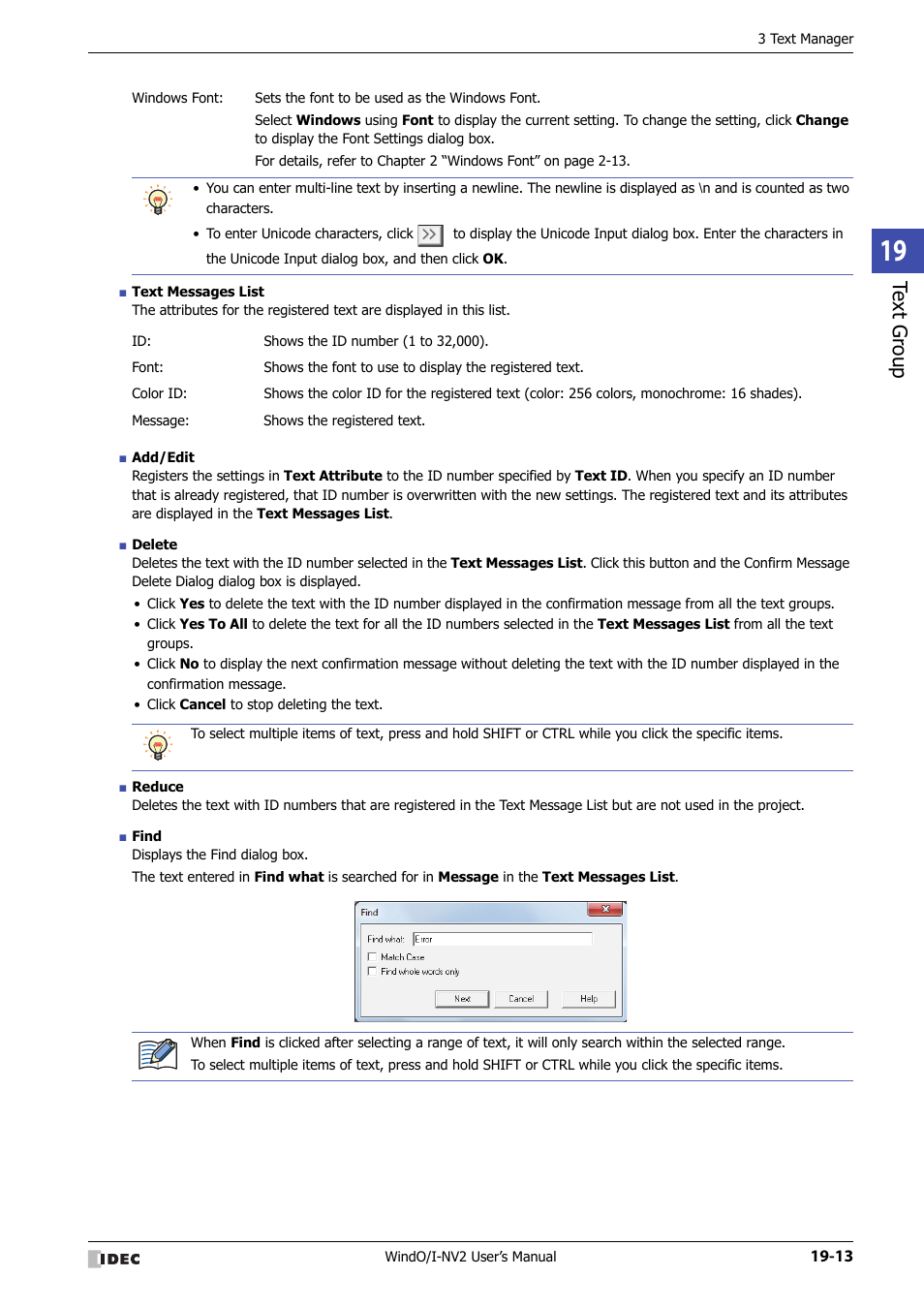 Te xt g ro up | IDEC High Performance Series User Manual | Page 961 / 1448