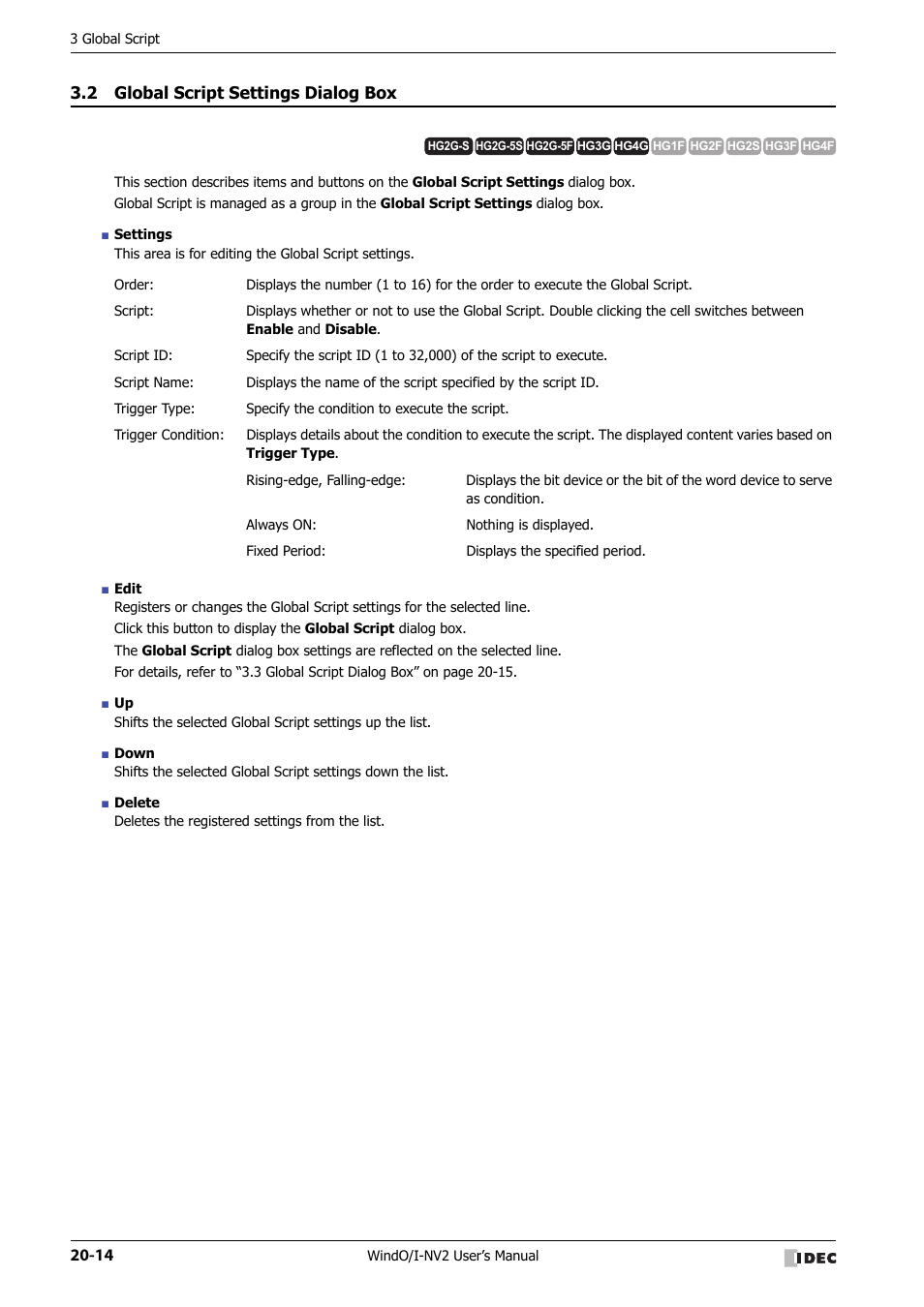 2 global script settings dialog box, Global script settings dialog box -14 | IDEC High Performance Series User Manual | Page 978 / 1448