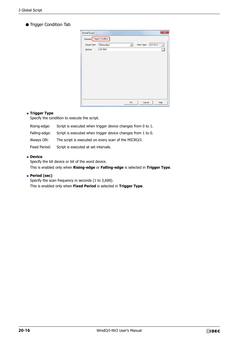 Trigger condition tab | IDEC High Performance Series User Manual | Page 980 / 1448