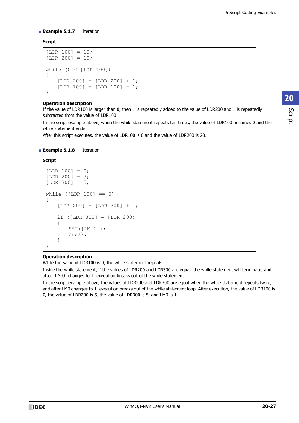 Script | IDEC High Performance Series User Manual | Page 991 / 1448