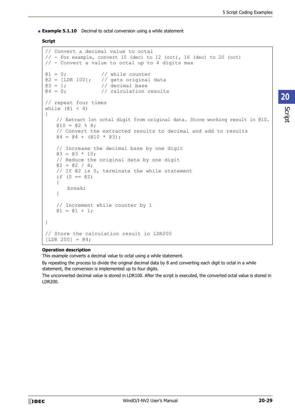 Script | IDEC High Performance Series User Manual | Page 993 / 1448