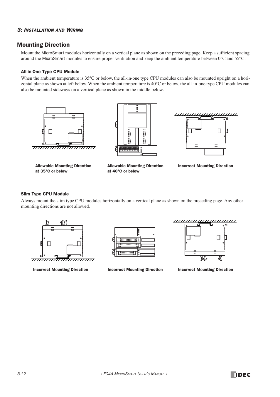 Mounting direction | IDEC MicroSmart User Manual | Page 106 / 525