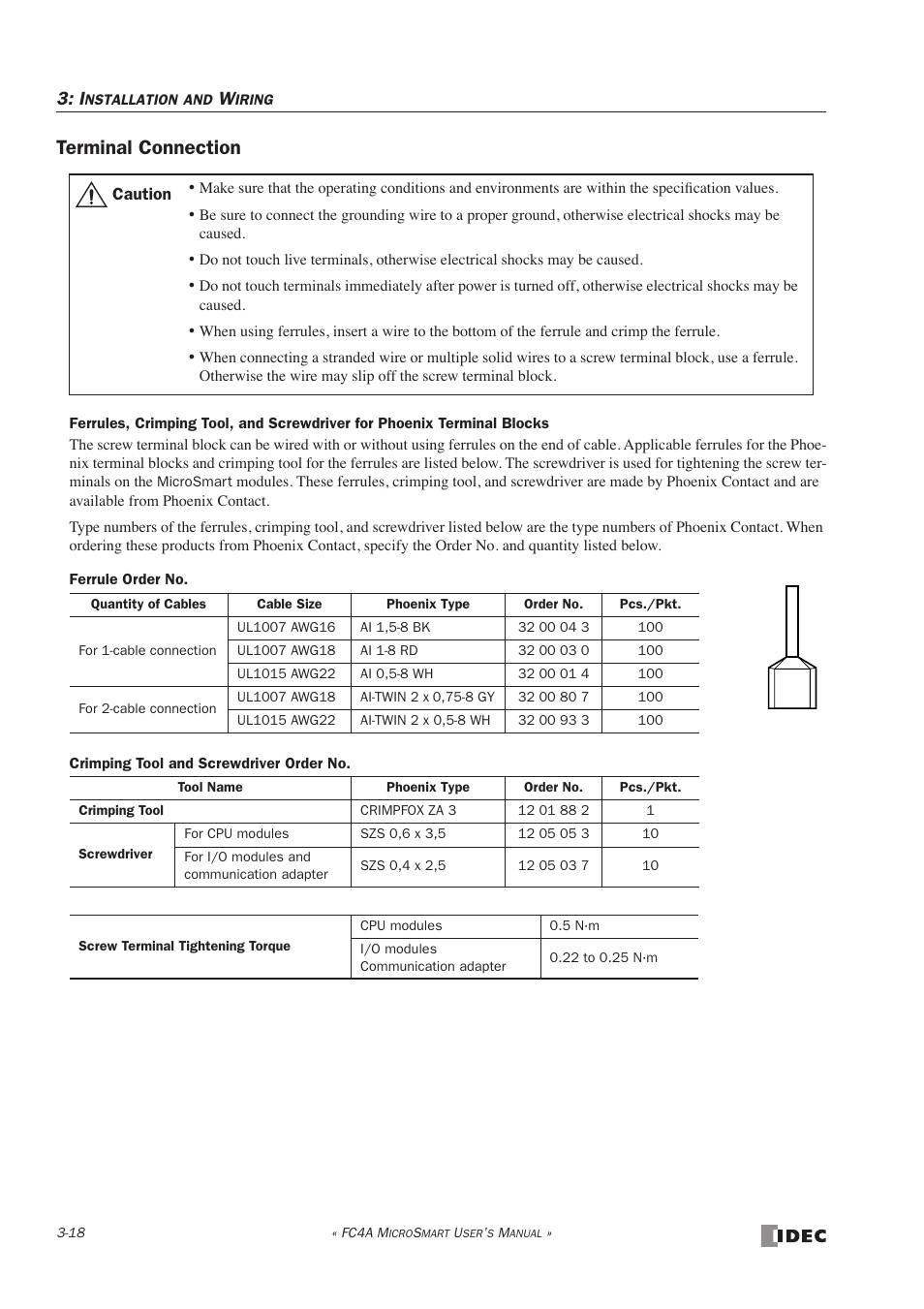 Terminal connection | IDEC MicroSmart User Manual | Page 112 / 525