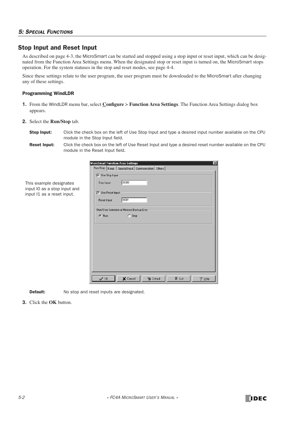 Stop input and reset input | IDEC MicroSmart User Manual | Page 122 / 525