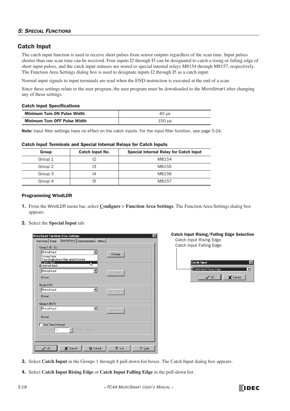 Catch input | IDEC MicroSmart User Manual | Page 138 / 525