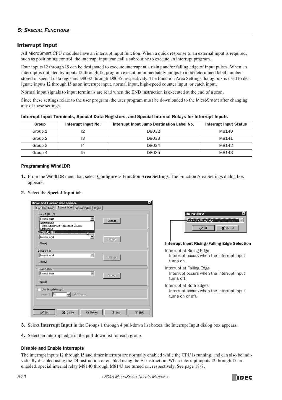 Interrupt input | IDEC MicroSmart User Manual | Page 140 / 525