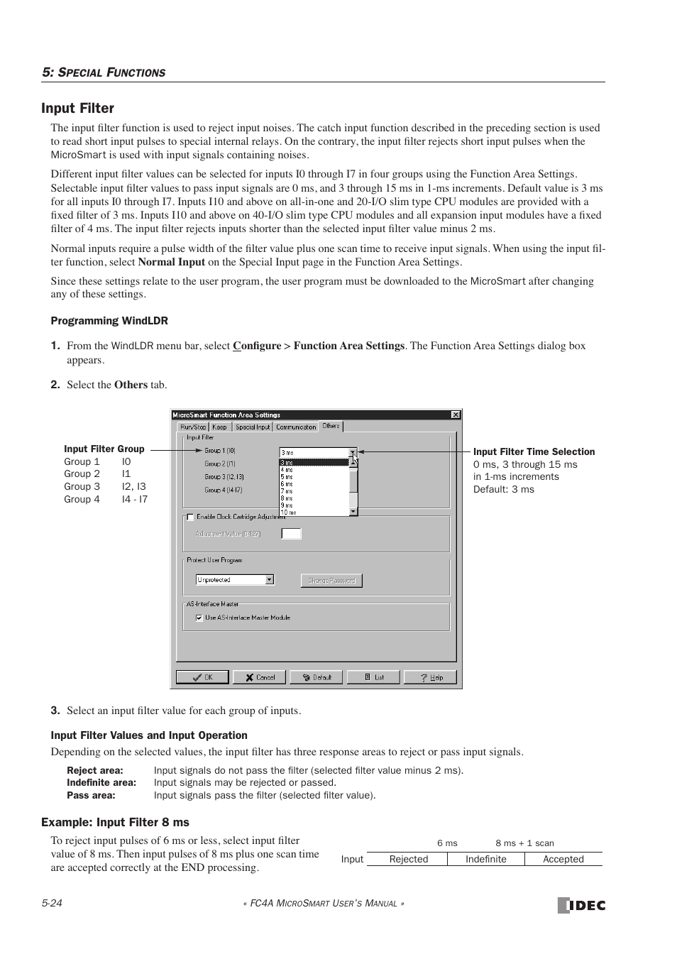 Input filter | IDEC MicroSmart User Manual | Page 144 / 525