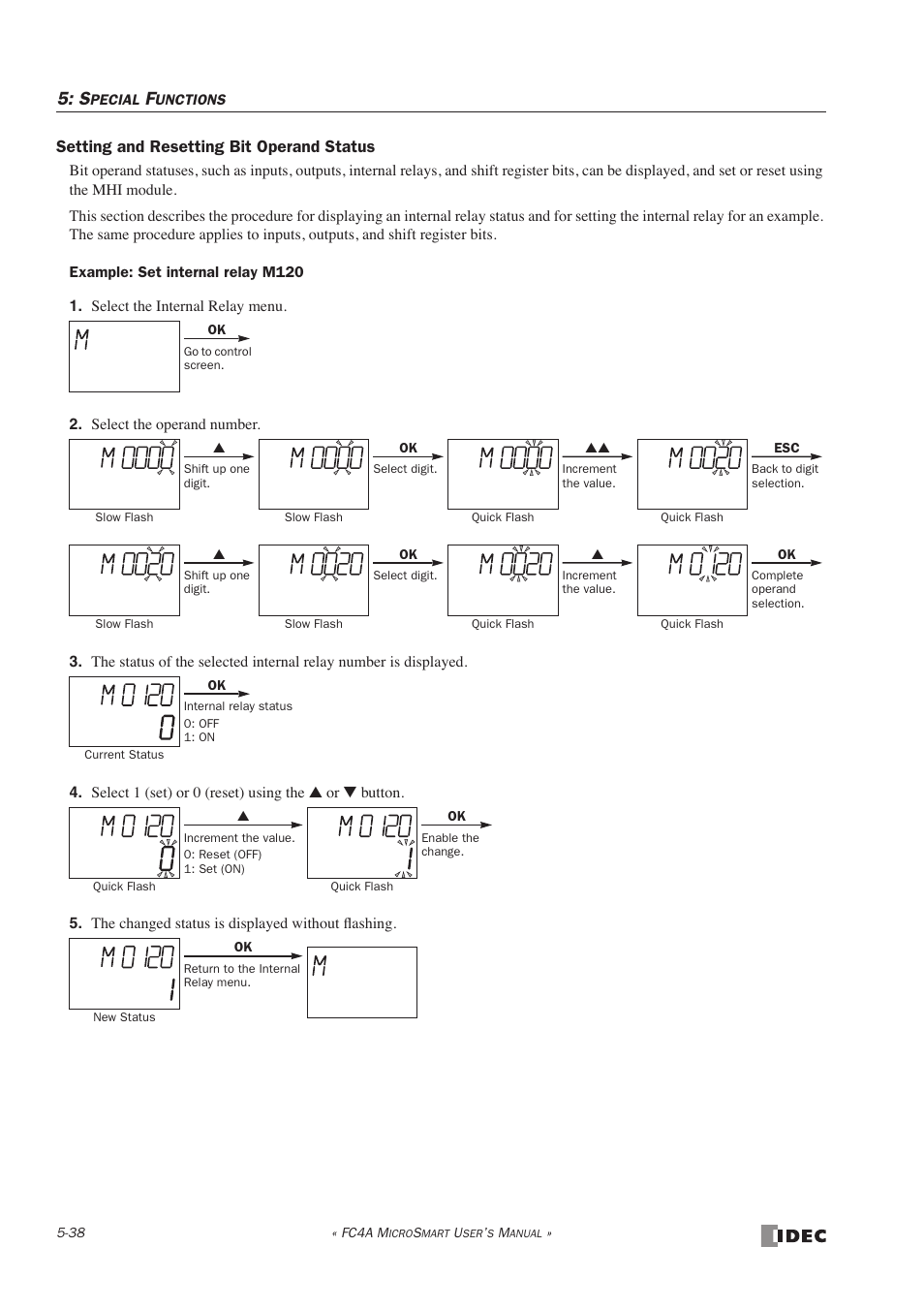 Setting and resetting bit operand status | IDEC MicroSmart User Manual | Page 158 / 525