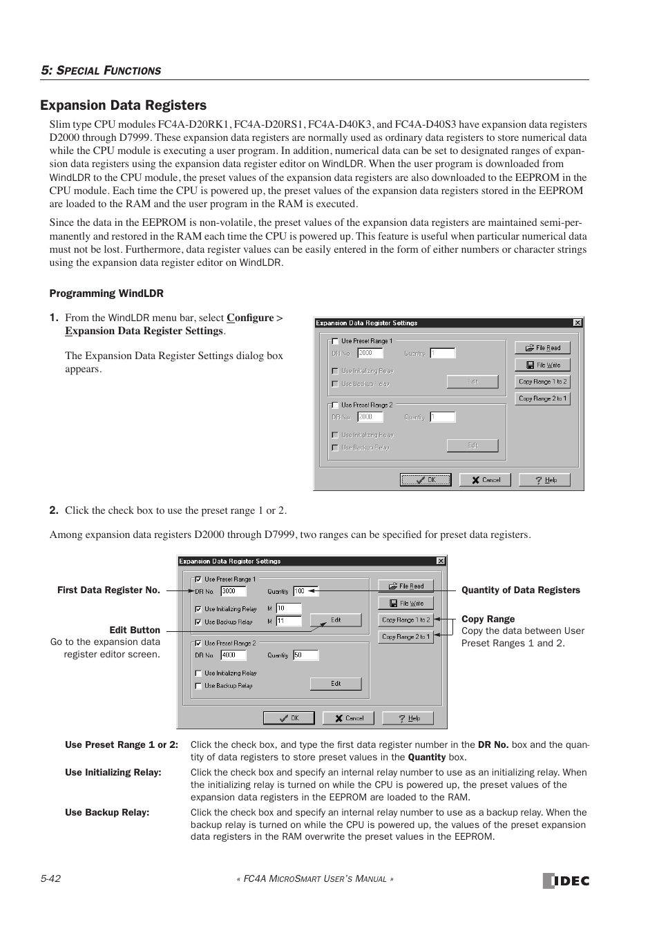 Expansion data registers | IDEC MicroSmart User Manual | Page 162 / 525