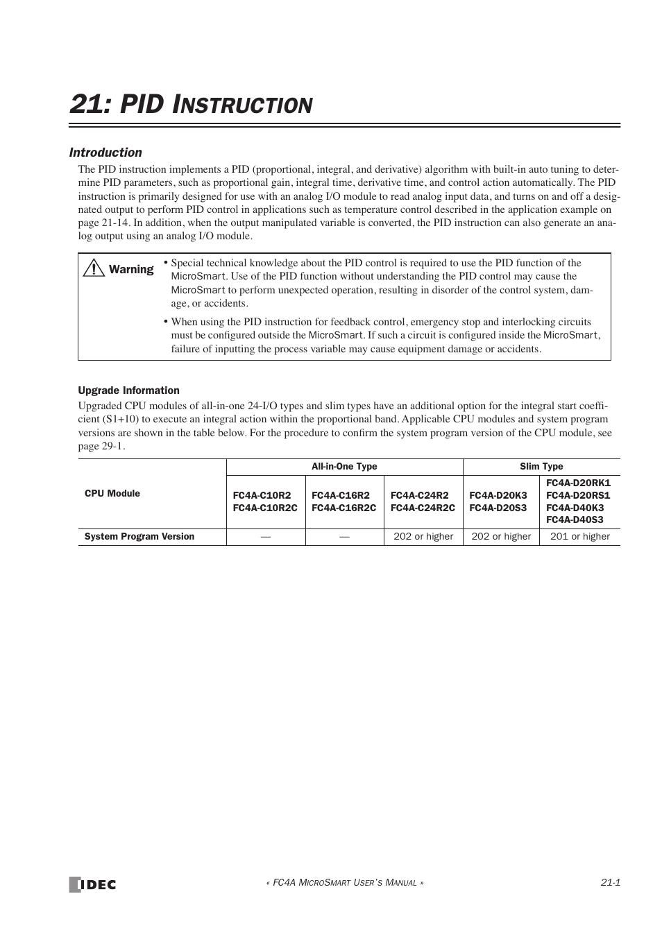 Pid instruction, Pid i, Nstruction | Introduction | IDEC MicroSmart User Manual | Page 357 / 525