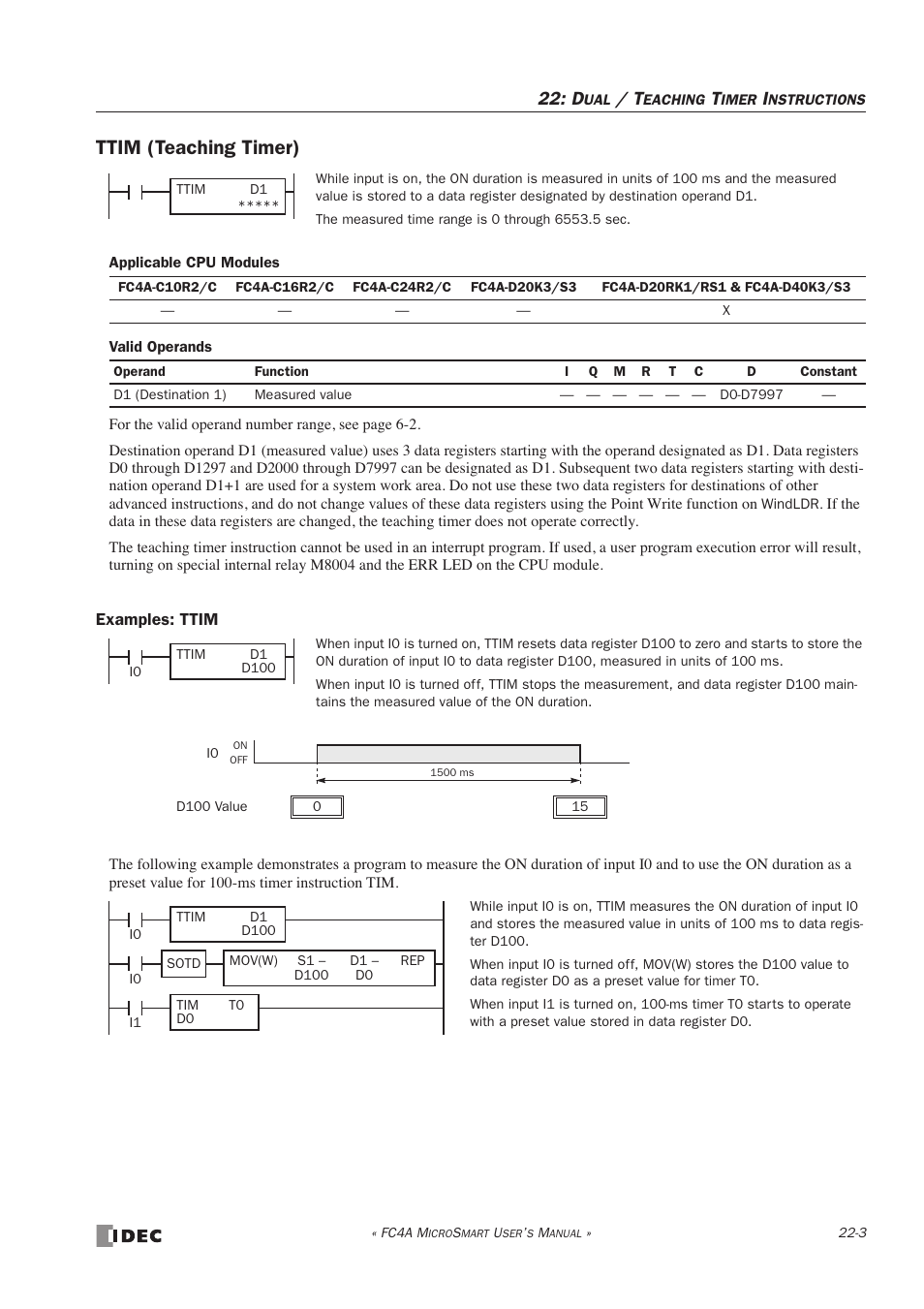 Ttim (teaching timer), Ttim (teaching timer) -3 | IDEC MicroSmart User Manual | Page 377 / 525