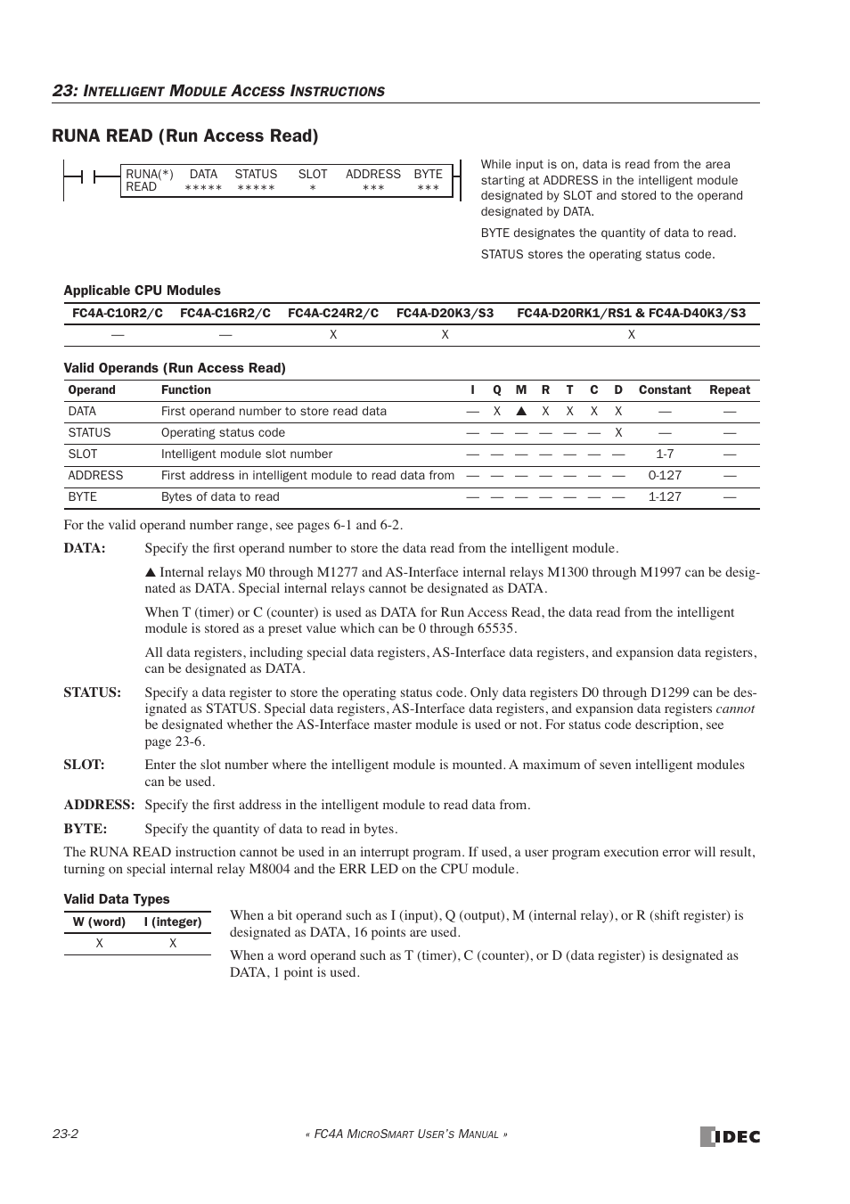 Runa read (run access read), Runa read (run access read) -2 | IDEC MicroSmart User Manual | Page 380 / 525