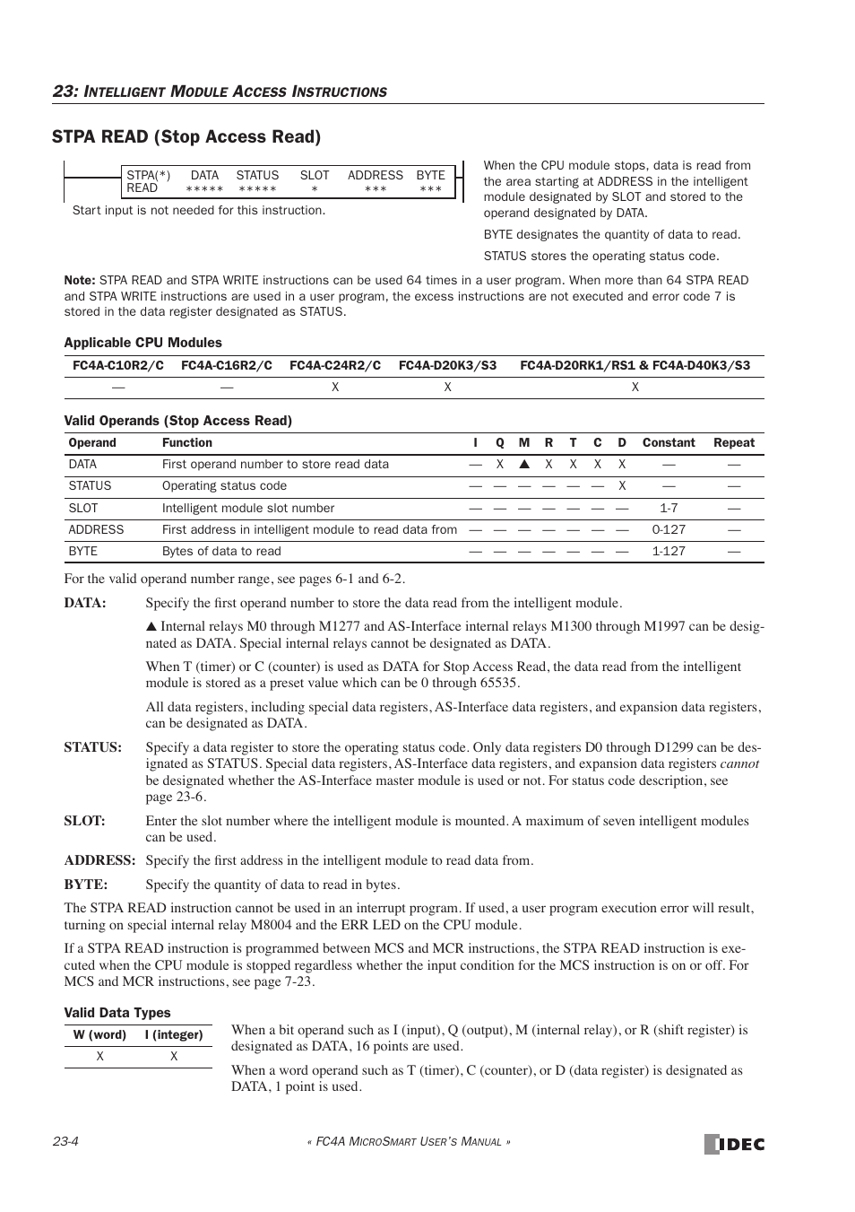 Stpa read (stop access read), Stpa read (stop access read) -4 | IDEC MicroSmart User Manual | Page 382 / 525