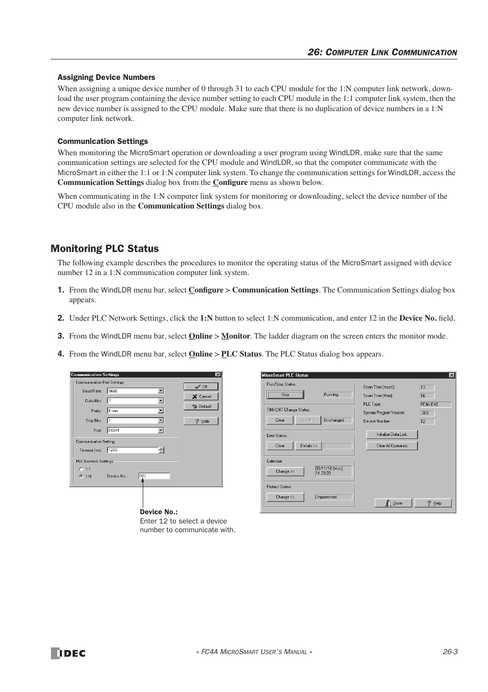 Monitoring plc status, Monitoring plc status -3 | IDEC MicroSmart User Manual | Page 423 / 525