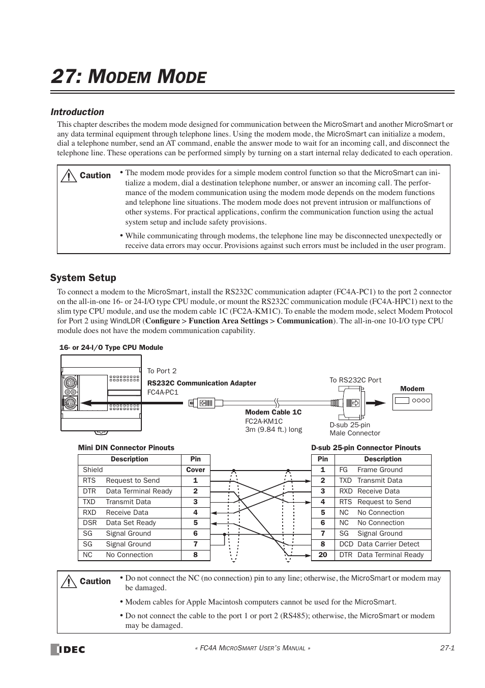 Modem mode, System setup, System setup -1 | Odem, Introduction | IDEC MicroSmart User Manual | Page 427 / 525