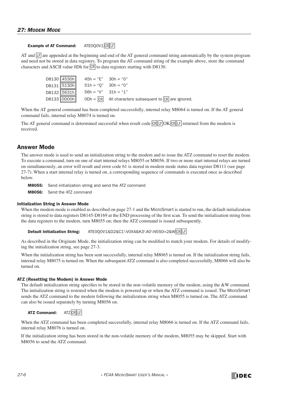 Answer mode, Answer mode -6 | IDEC MicroSmart User Manual | Page 432 / 525