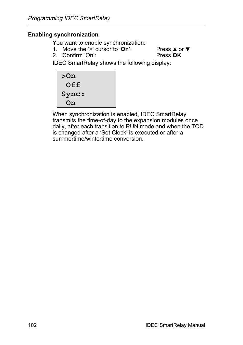 On off sync: on | IDEC FL1E SmartRelay User Manual | Page 116 / 356