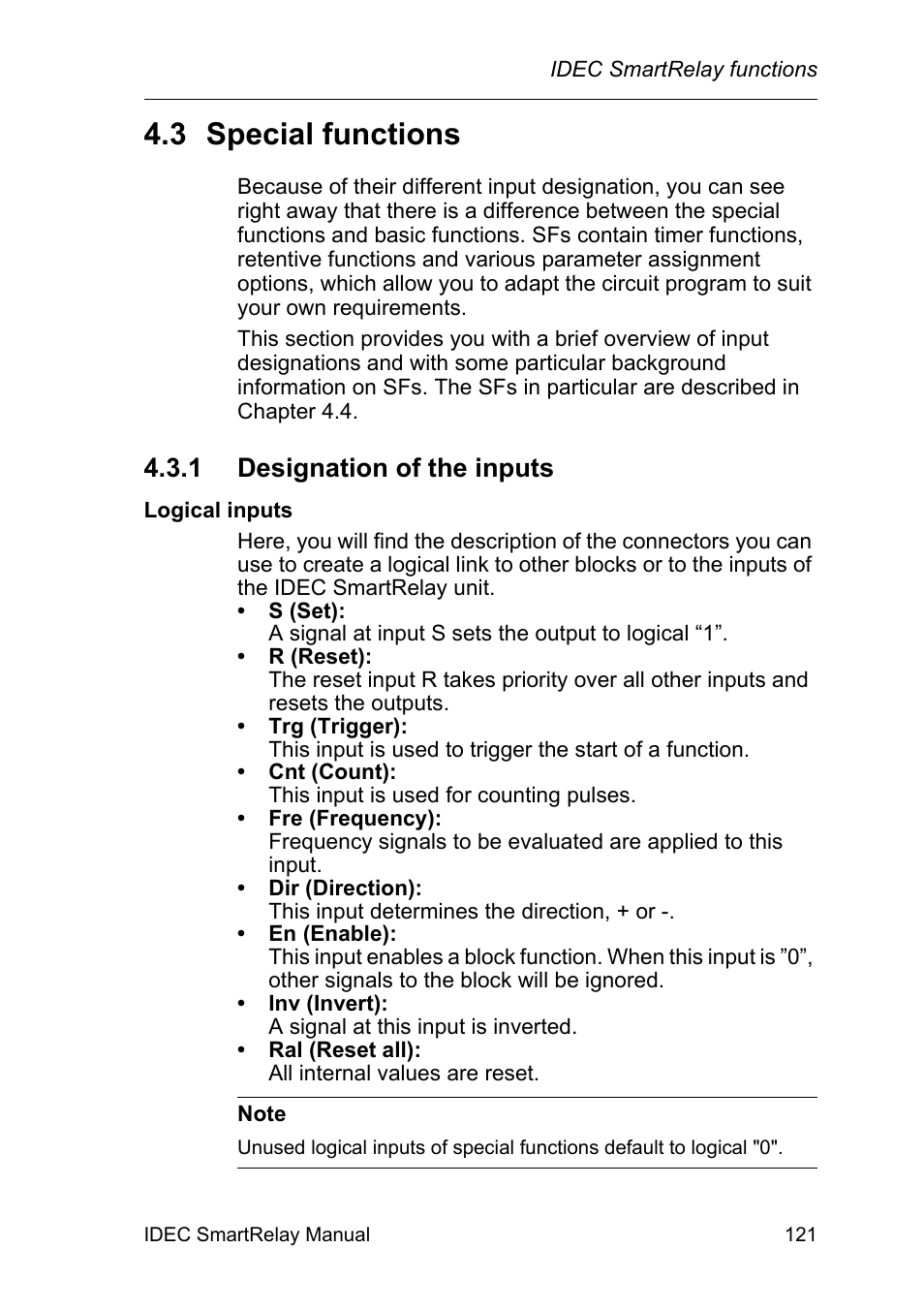 3 special functions, 1 designation of the inputs, Special functions | Designation of the inputs | IDEC FL1E SmartRelay User Manual | Page 135 / 356