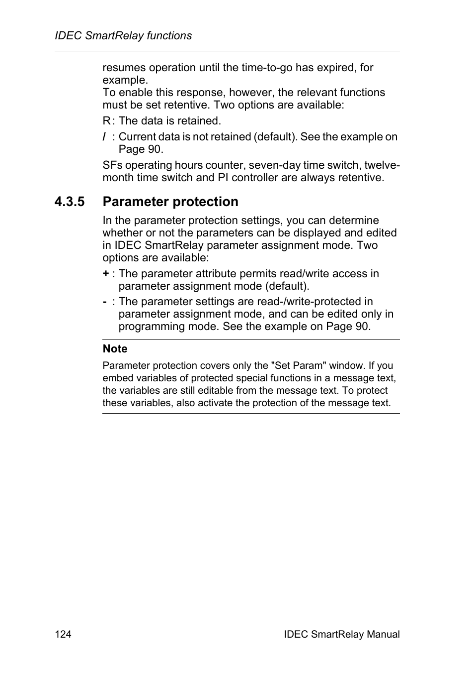 5 parameter protection, Parameter protection | IDEC FL1E SmartRelay User Manual | Page 138 / 356
