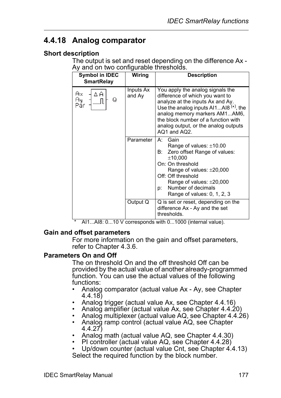 18 analog comparator, Analog comparator | IDEC FL1E SmartRelay User Manual | Page 191 / 356